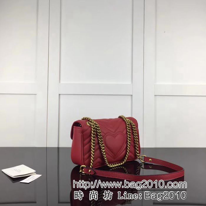 GUCCI古馳原單 新款專櫃品質原單貨實物實拍446744 大紅色鏈條單肩斜挎包 HY1085